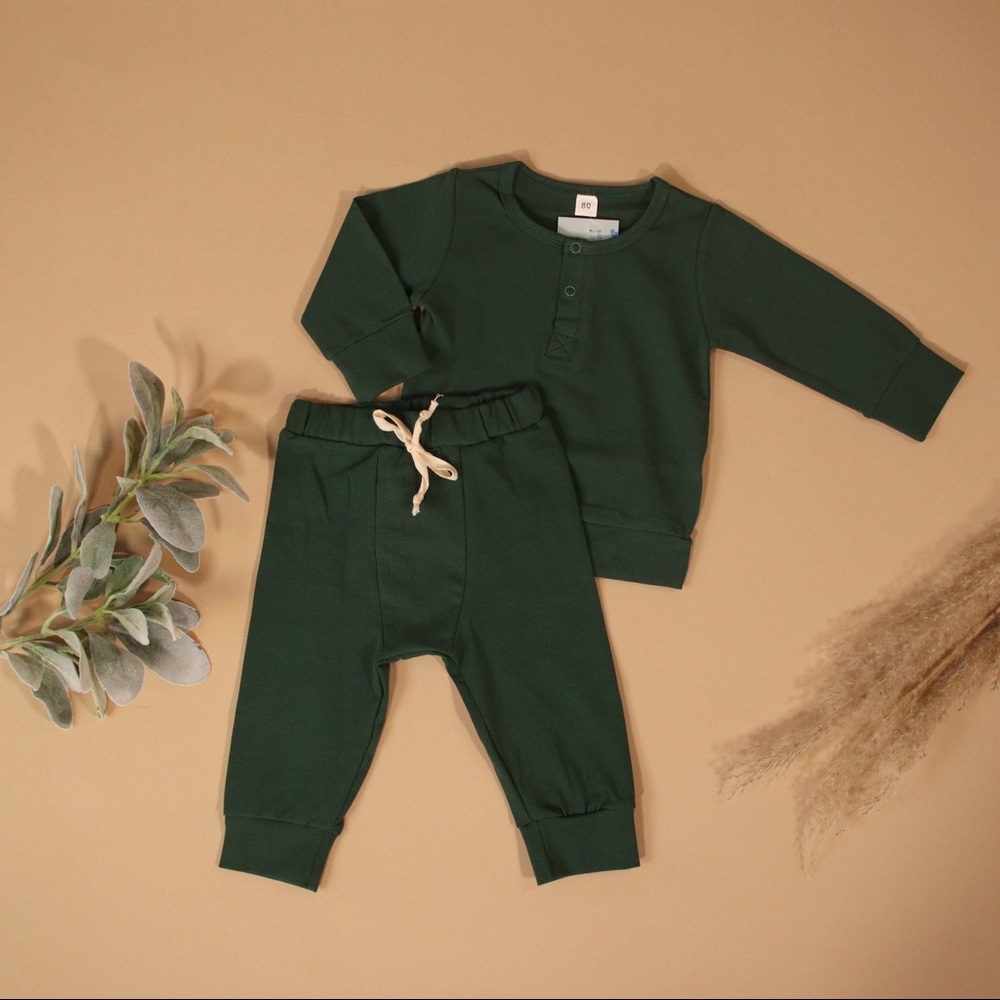 Two Piece Harem Lounge Set Forrest Green Baby Set